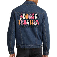 Funny Spooky Season Retro Spooky Teacher Halloween Costume T Shirt Men Denim Jacket | Artistshot