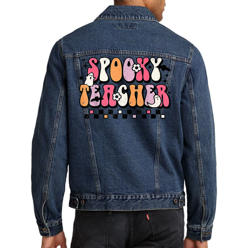 Funny Spooky Season Retro Spooky Teacher Halloween Costume T Shirt Men Denim Jacket by naeqozhuhaso | Artistshot