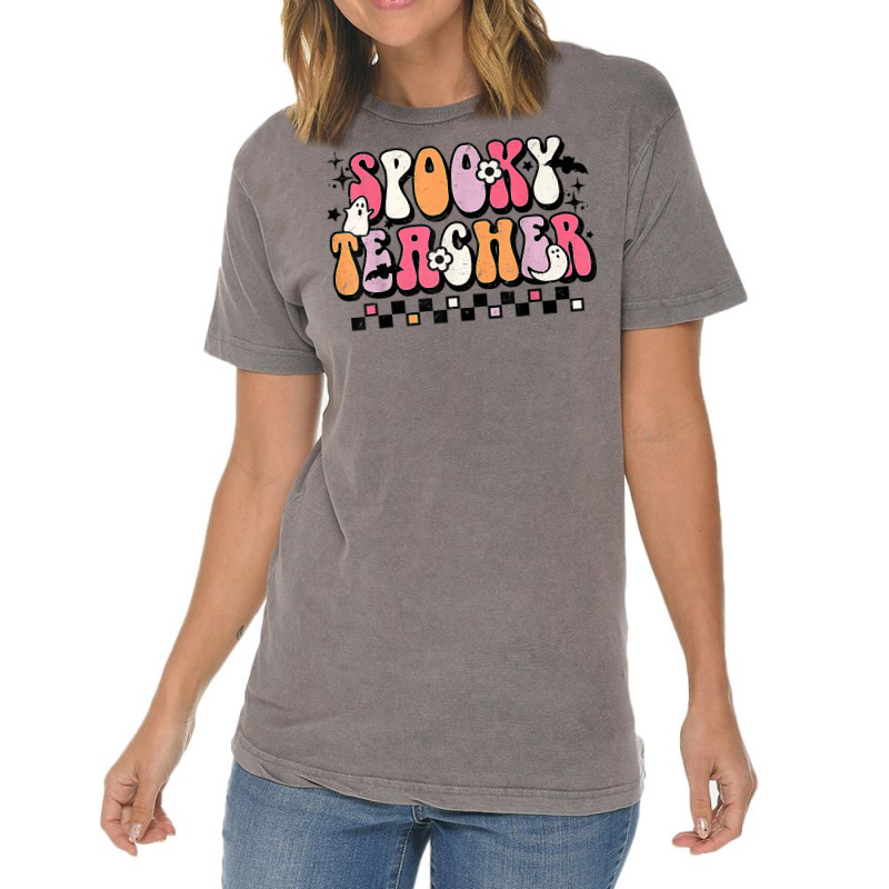 Funny Spooky Season Retro Spooky Teacher Halloween Costume T Shirt Vintage T-Shirt by naeqozhuhaso | Artistshot