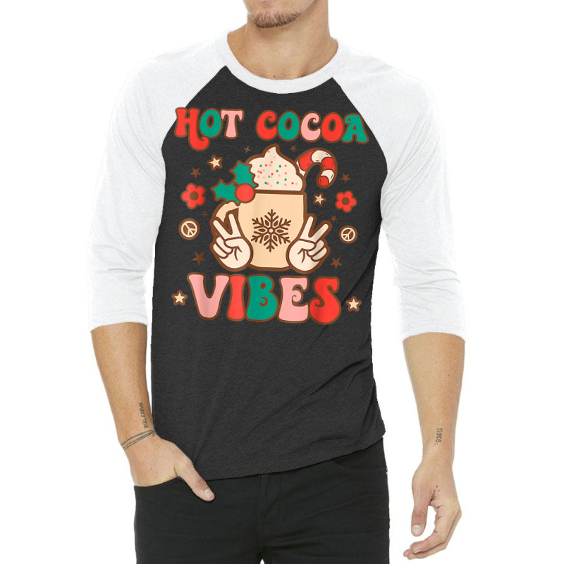 Groovy Hot Cocoa Vibes Hippie Xmas Merry Christmas Pajamas T Shirt 3/4 Sleeve Shirt by naeqozhuhaso | Artistshot