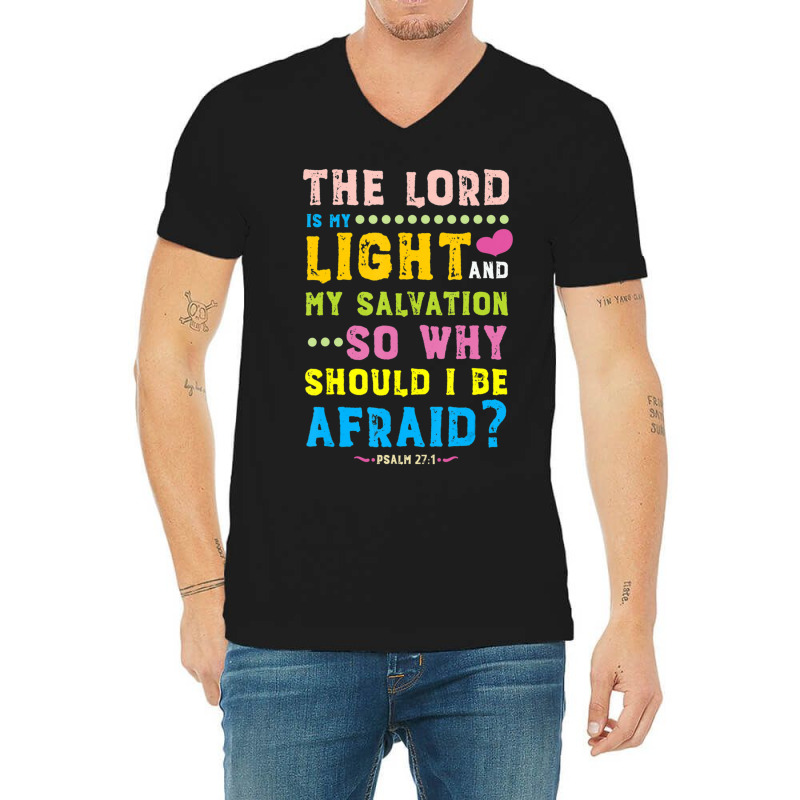 Psalm 27 1 Bible Cute Scripture Quote Kids Christian V-Neck Tee by Min01 | Artistshot