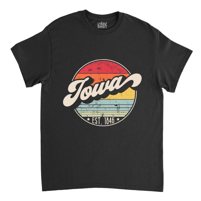 Retro Iowa Home State Ia Cool 70s Style Sunset Classic T-shirt | Artistshot