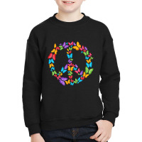 Retro Peace Love Love 60's 70's Hippie Butterflies Youth Sweatshirt | Artistshot