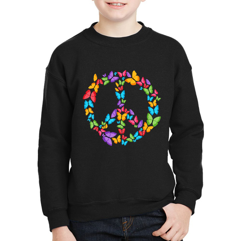 Retro Peace Love Love 60's 70's Hippie Butterflies Youth Sweatshirt by Kosdapen517 | Artistshot