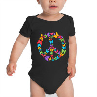 Retro Peace Love Love 60's 70's Hippie Butterflies Baby Bodysuit | Artistshot