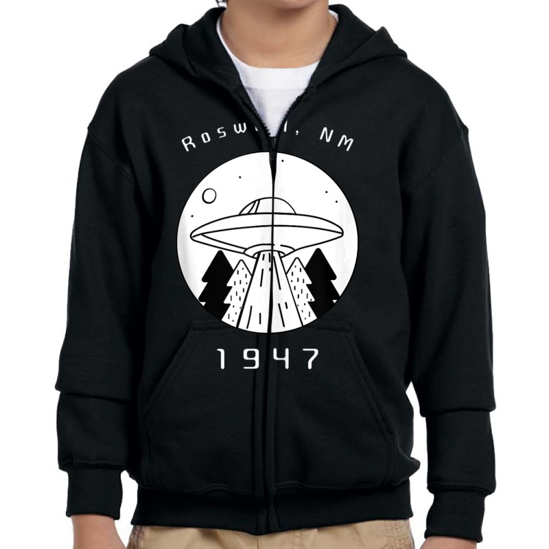 Roswell Ufo Alien Hunter First Contact Ufologist Spaceship Youth Zipper Hoodie by Min01 | Artistshot