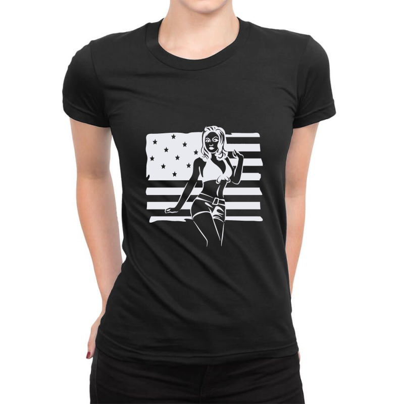 American Woman Ladies Fitted T-Shirt by cosmicskulles | Artistshot