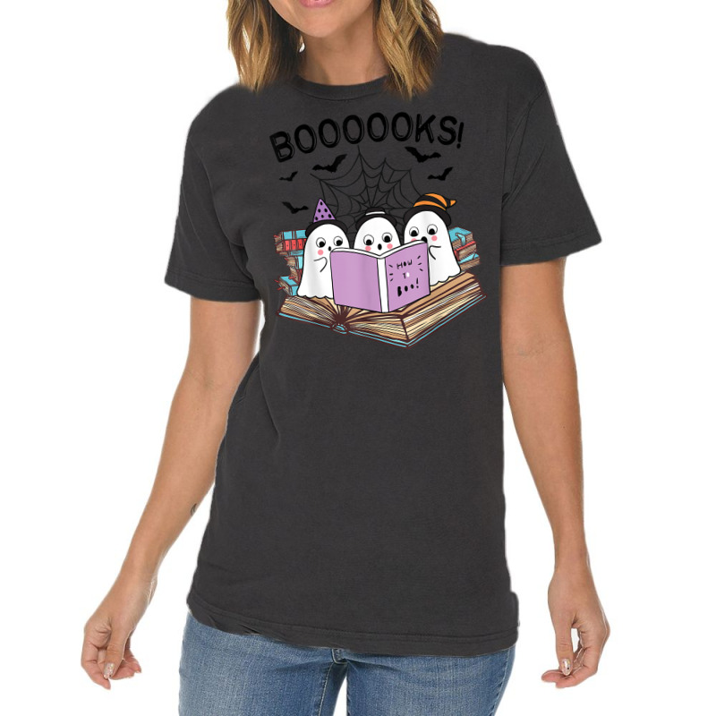 Cute Ghost Book Worm Nerd Boooks Halloween Party Costume T Shirt Copy Vintage T-shirt | Artistshot