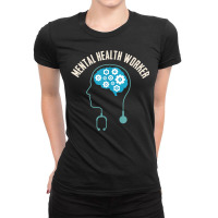 Mental Health Worker Brain Art Minimalist Aesthetic Ladies Fitted T-shirt | Artistshot