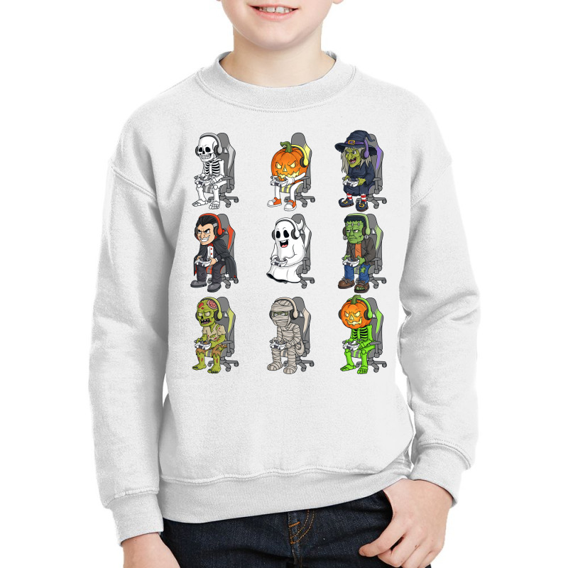 Gaming Halloween Skeleton Vampire Gamer Zombie Boys Kids Long Sleeve T Youth Sweatshirt by lazhehurezhu | Artistshot