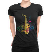 Sax Player Saxophonist Music Notes Saxophone Ladies Fitted T-shirt | Artistshot