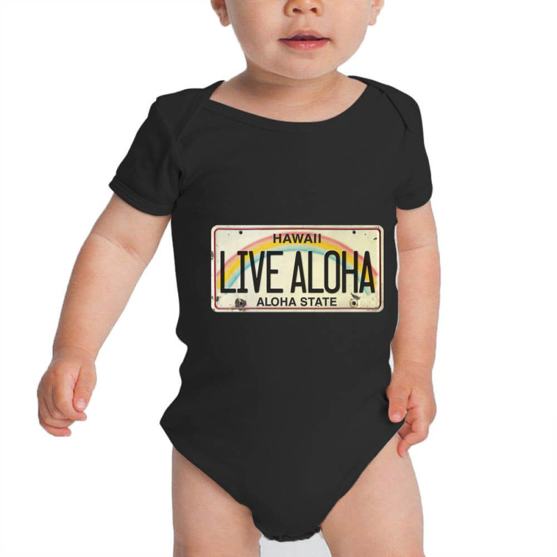 Live Aloha Vintage License Plate Baby Bodysuit | Artistshot