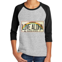 Live Aloha Vintage License Plate Youth 3/4 Sleeve | Artistshot