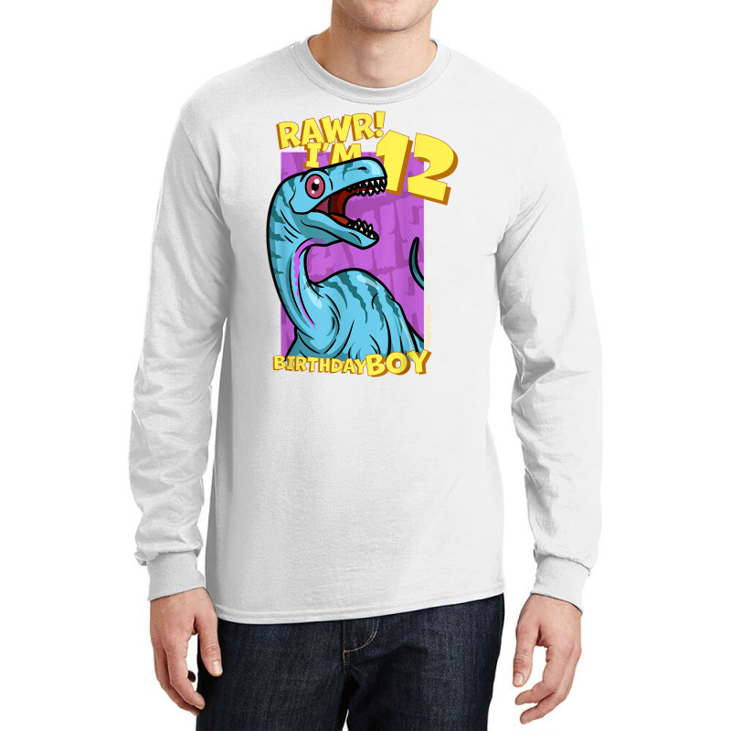 Rawr! I'm 12 Birthday Boys 12th Birthday Dino Noasaurus T Shirt Long Sleeve Shirts | Artistshot