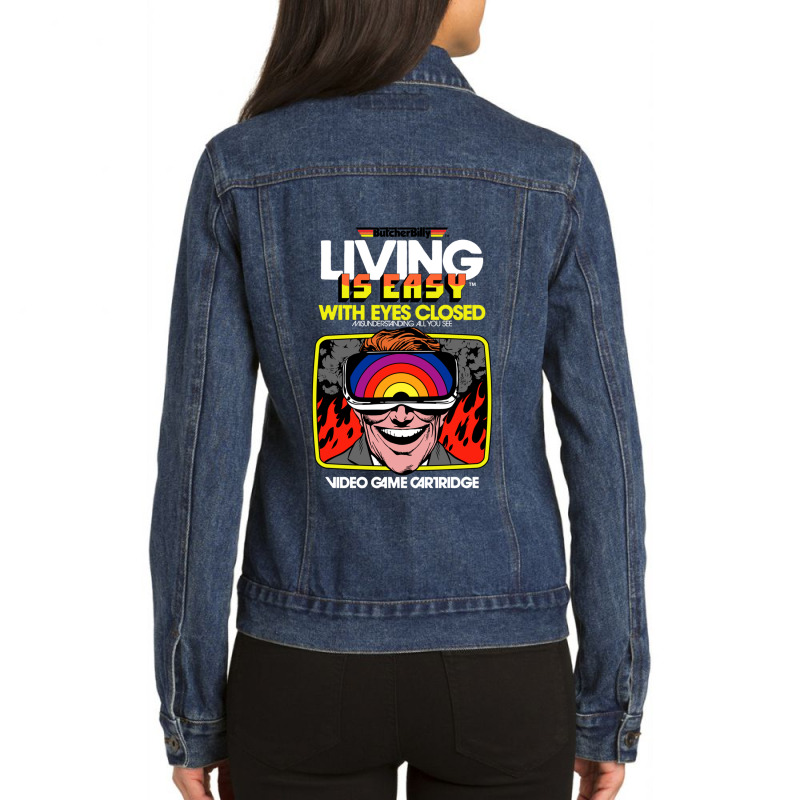 Eyes Closed Ladies Denim Jacket | Artistshot