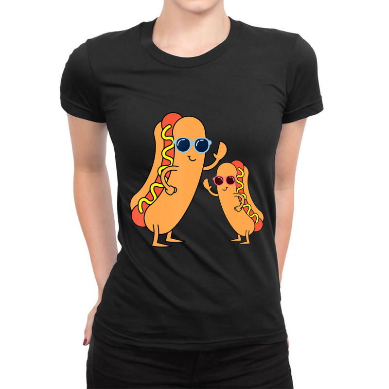 Cool Franks Sausages Weiner Fast Food Sunglasses Hot Dog Ladies Fitted T-Shirt by Konlasa6638 | Artistshot