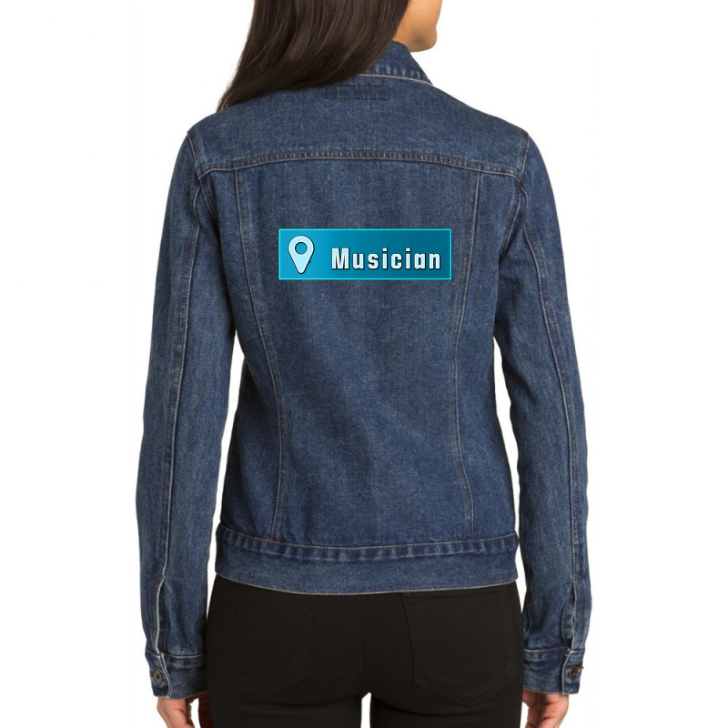 Musician Car Truck Bumper Sticker Location Sign Ladies Denim Jacket by MarlonChristopherMoyer | Artistshot