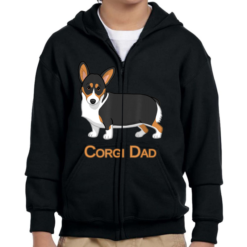 Cute Black Tricolor Pembroke Corgi Dad Dog Lovers Youth Zipper Hoodie by Konlasa6638 | Artistshot