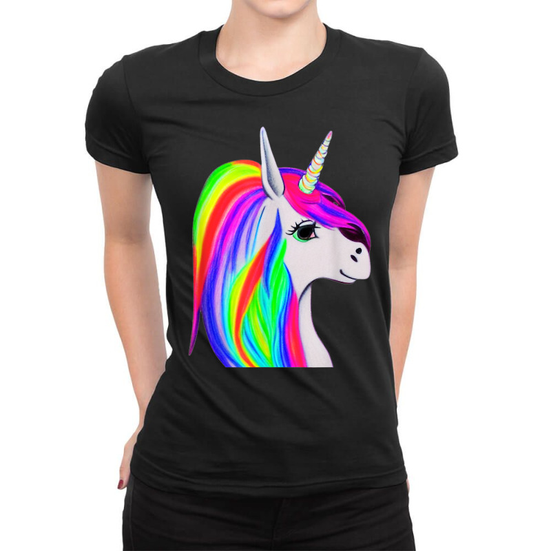 Rainbow Unicorn For Girls Imaginary Animal Magical Creature T Shirt Ladies Fitted T-Shirt by cm-arts | Artistshot