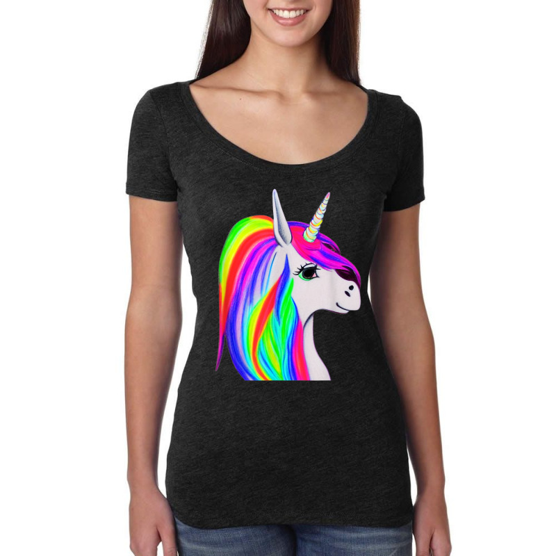 Rainbow Unicorn For Girls Imaginary Animal Magical Creature T Shirt Women's Triblend Scoop T-shirt by cm-arts | Artistshot