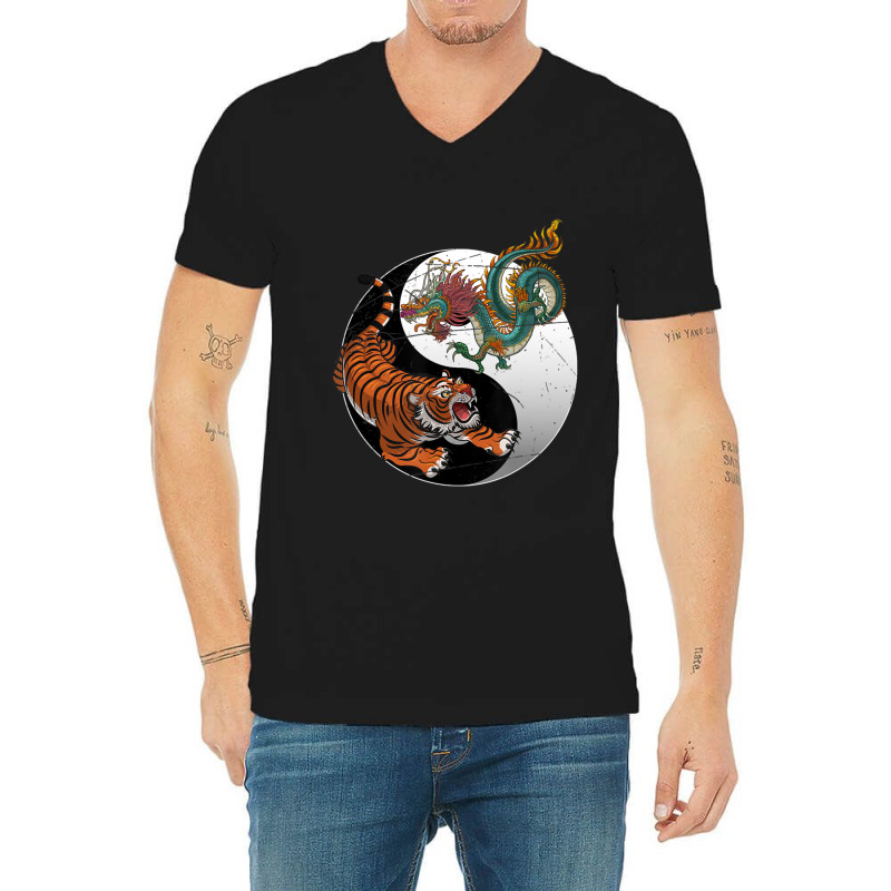 Asian Dragon Tiger Yin Yang Tiger V-neck Tee | Artistshot