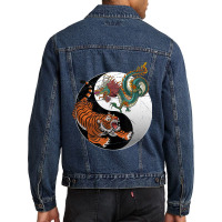 Asian Dragon Tiger Yin Yang Tiger Men Denim Jacket | Artistshot