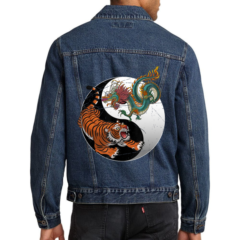 Asian Dragon Tiger Yin Yang Tiger Men Denim Jacket | Artistshot