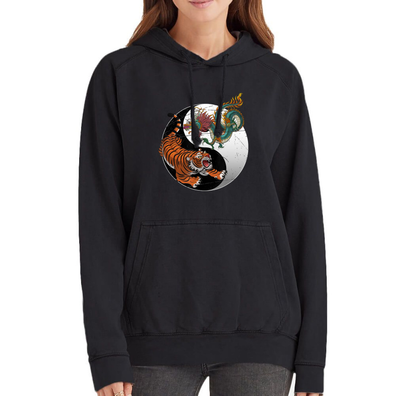 Asian Dragon Tiger Yin Yang Tiger Vintage Hoodie | Artistshot