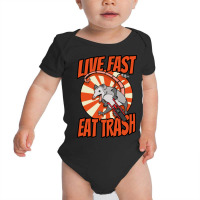 Live Fast Eat Trash Possum Riding Vintage Minibike Baby Bodysuit | Artistshot