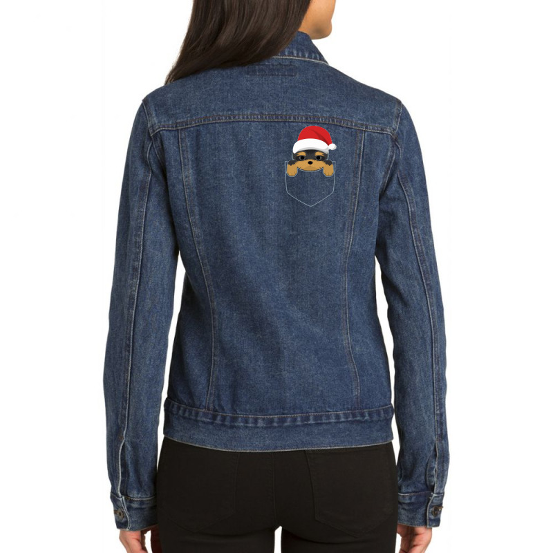 Yorkshire Terrier Dog Yorkie Christmas Pocket Graphic Ladies Denim Jacket by hoainv | Artistshot