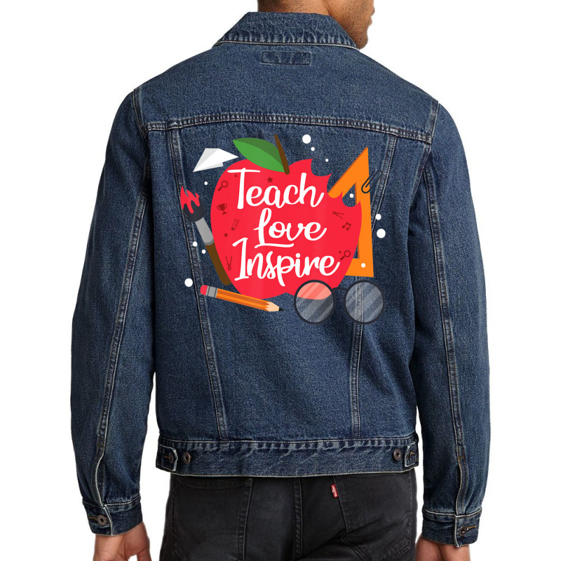 Teach, Love, Inspire Teacher Appreciation From Students Men Denim Jacket | Artistshot