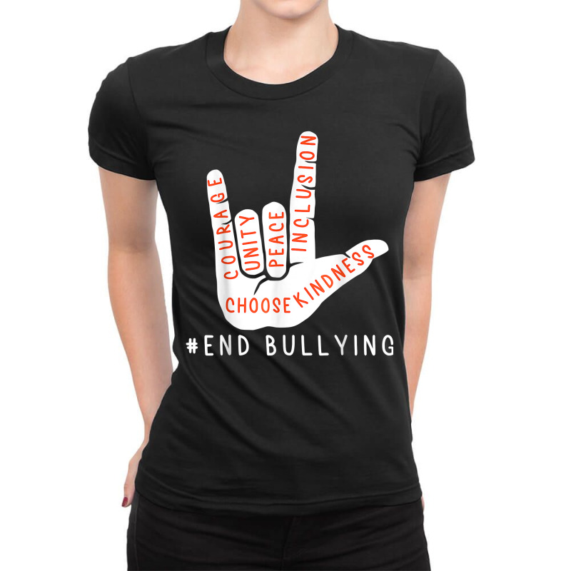 Unity Day Orange Kids 2022 Anti Bullying Love Sign Language T Shirt Ladies Fitted T-Shirt by cm-arts | Artistshot