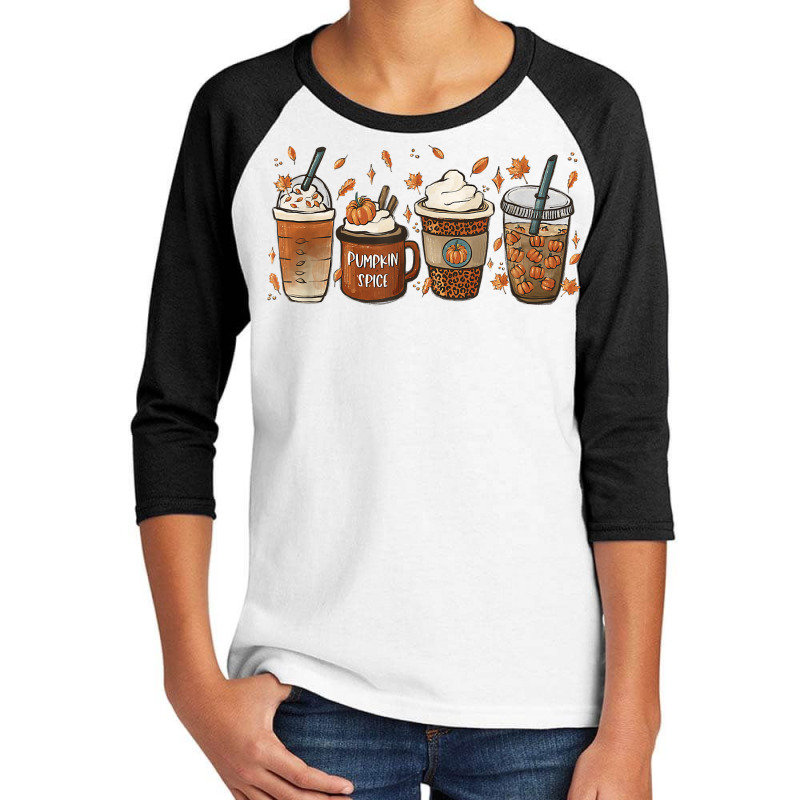 Halloween Coffee Pumpkin Latte Spice Coffee Love Fall Season T Shirt Youth 3/4 Sleeve by daecuvifysha | Artistshot