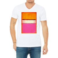 Mark White Center (yellow, Pink And Lavender On Rose) V-neck Tee | Artistshot