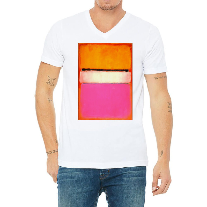 Mark White Center (yellow, Pink And Lavender On Rose) V-neck Tee | Artistshot