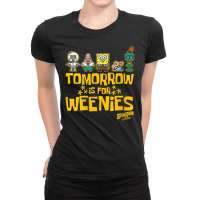 Womens Sponge On The Run Tomorrow Is For Weenies Group Shot V-neck Ladies Fitted T-shirt | Artistshot