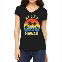 Aloha Hawaii Hawaiian Island Shirt Palm Beach Surfboard Surf T Shirt Women's V-neck T-shirt | Artistshot