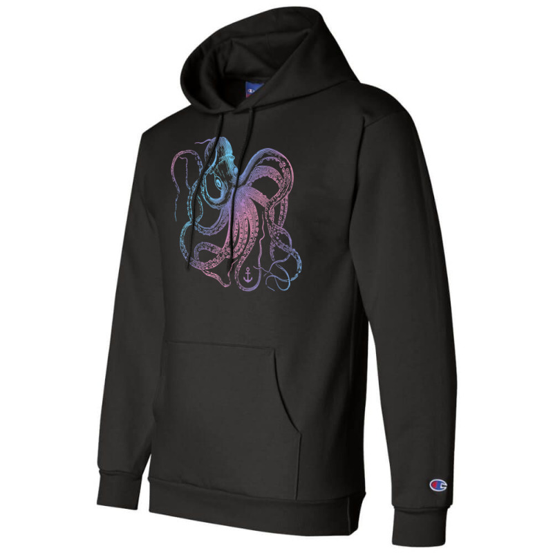 Octopus Cool Vintage Marine Biologist Ocean Sea Life 1 Champion Hoodie | Artistshot