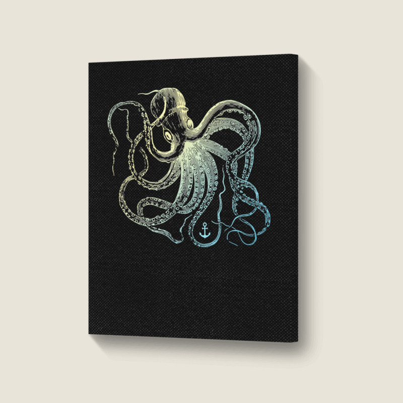 Octopus Cool Vintage Marine Biologist Ocean Sea Life 3 Portrait Canvas Print | Artistshot