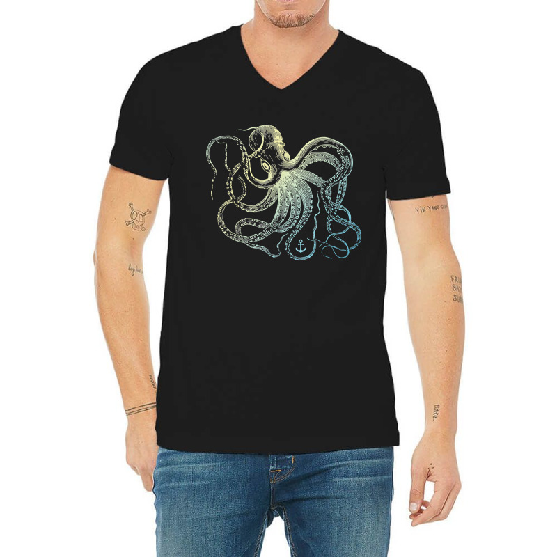 Octopus Cool Vintage Marine Biologist Ocean Sea Life 3 V-neck Tee | Artistshot