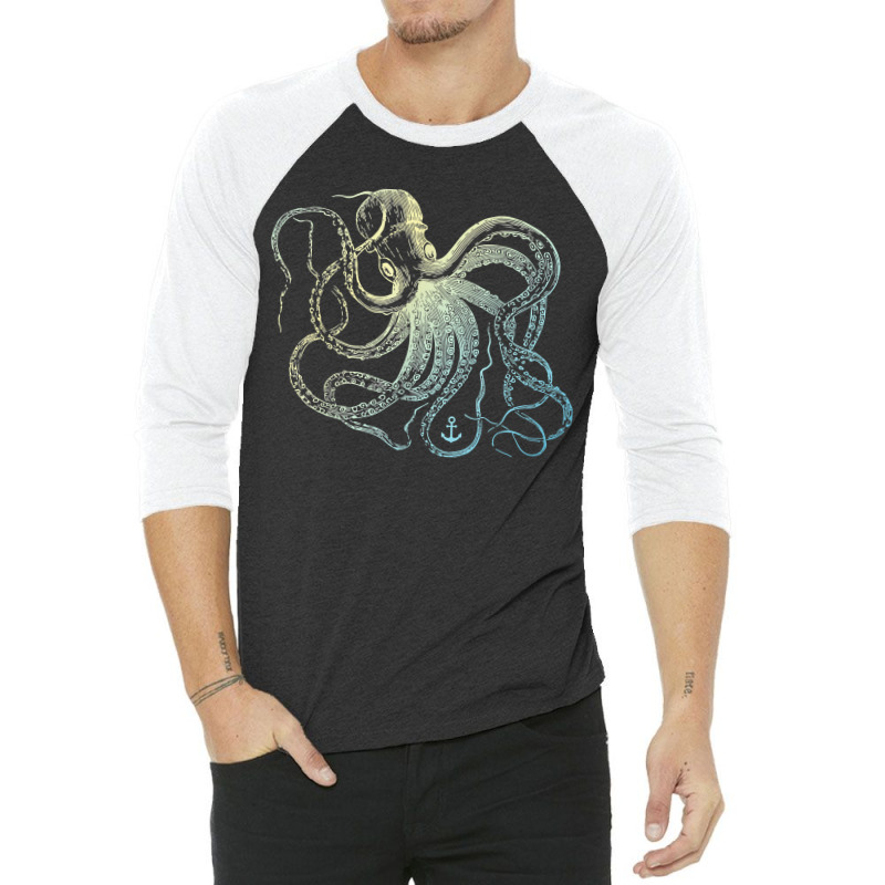 Octopus Cool Vintage Marine Biologist Ocean Sea Life 3 3/4 Sleeve Shirt | Artistshot