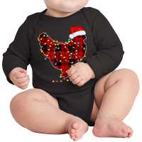 Funny Chicken Christmas Light Red Plaid Matching Family T  Shirt Long Sleeve Baby Bodysuit | Artistshot