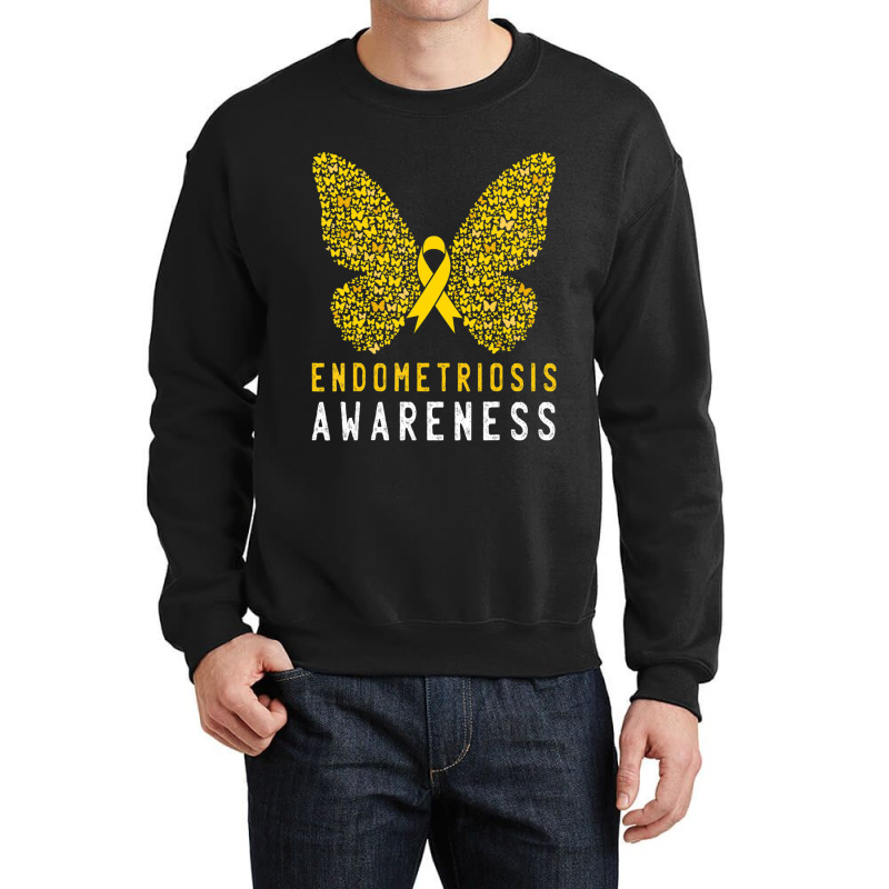 Butterfly Endometriosis Awareness Month Endo Support Ribbon Crewneck Sweatshirt by Kenlofu52 | Artistshot