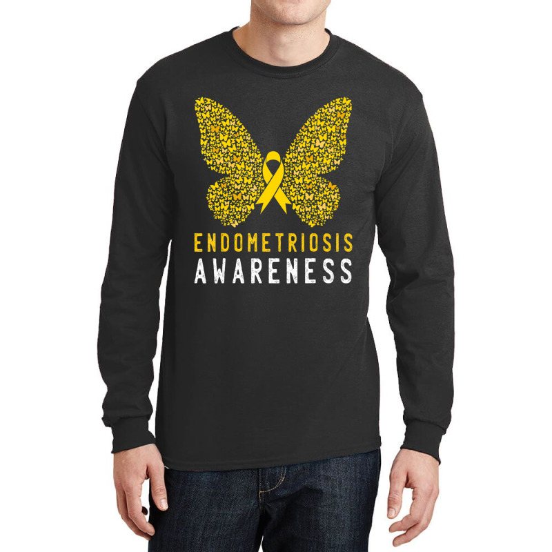 Butterfly Endometriosis Awareness Month Endo Support Ribbon Long Sleeve Shirts by Kenlofu52 | Artistshot