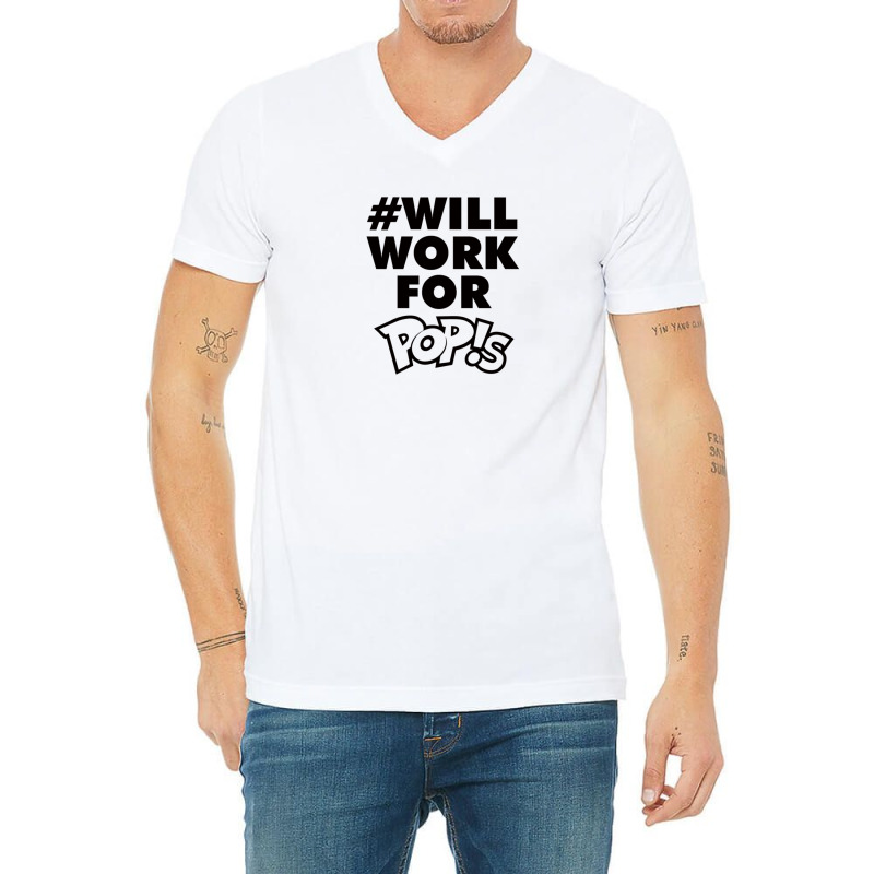 Will Work For Pop!s V-Neck Tee by cm-arts | Artistshot