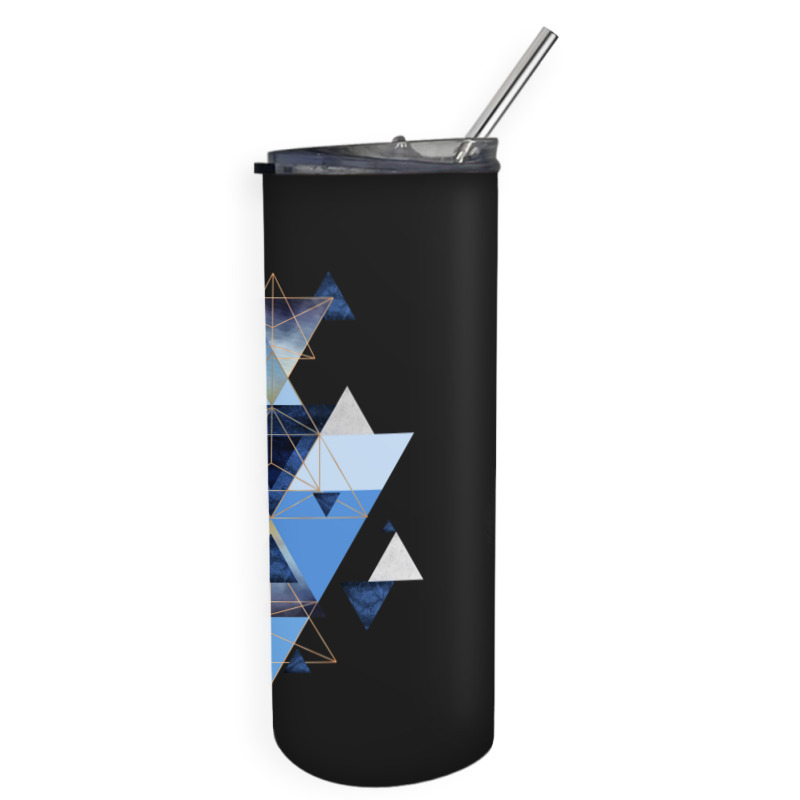 Geometric Triangle Compilation In Blue Skinny Tumbler | Artistshot