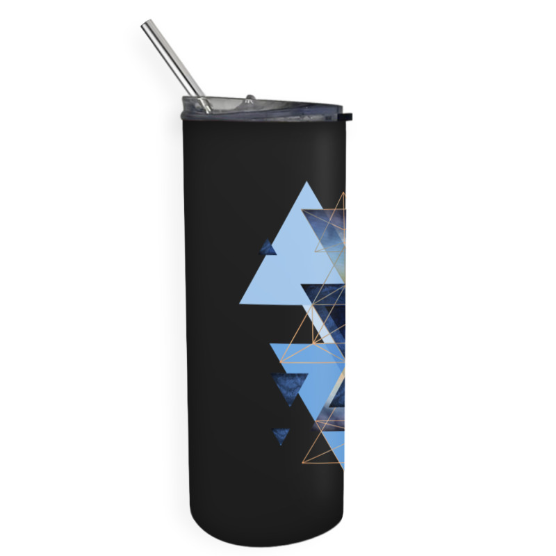 Geometric Triangle Compilation In Blue Skinny Tumbler | Artistshot