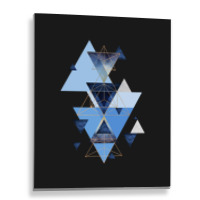 Geometric Triangle Compilation In Blue Metal Print Vertical | Artistshot