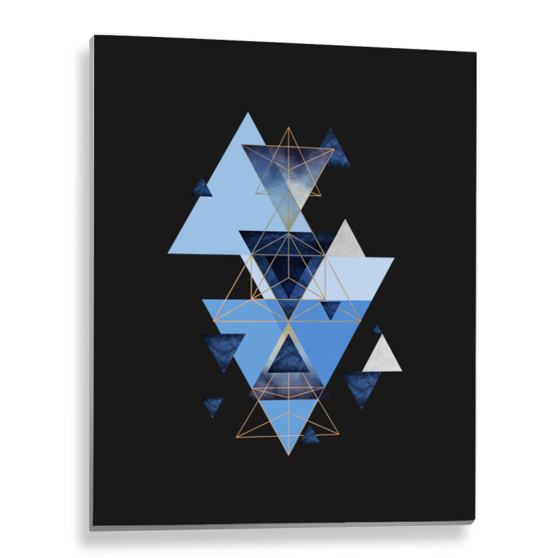 Geometric Triangle Compilation In Blue Metal Print Vertical | Artistshot