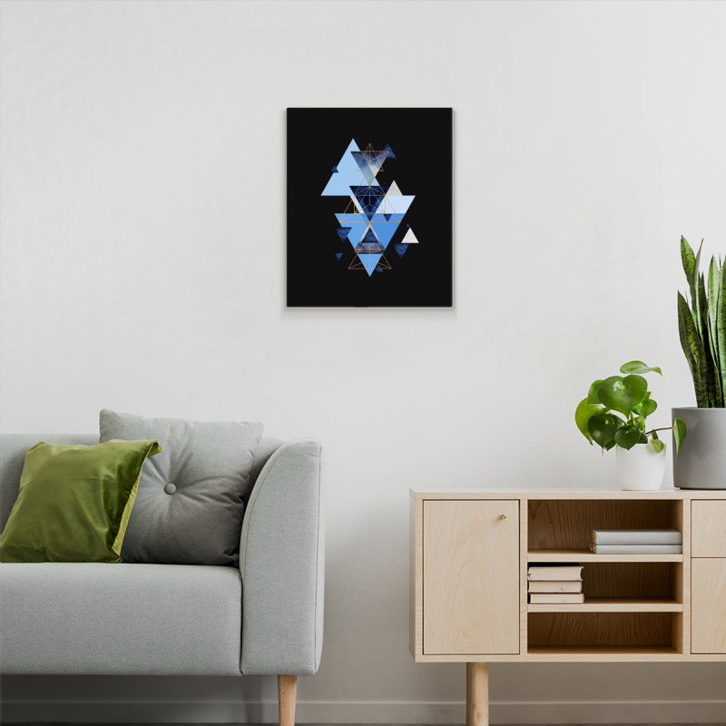 Geometric Triangle Compilation In Blue Metal Print Vertical | Artistshot